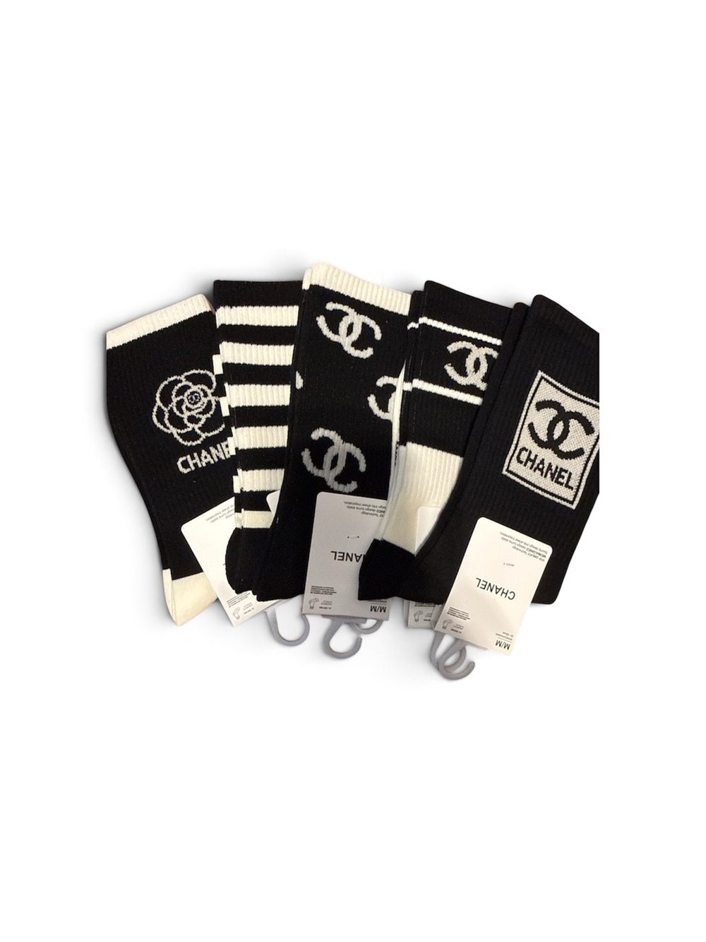 Women Black & White Logo Crew Socks - 5 Pack
